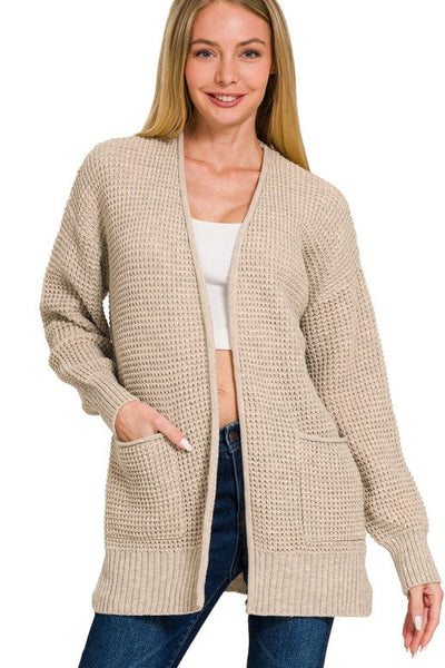 Waffle Cardigan Beige