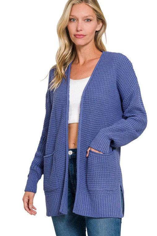 Marine Waffle Cardigan