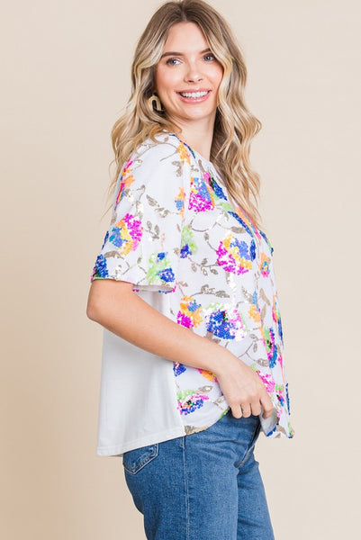 Floral Sequin Top