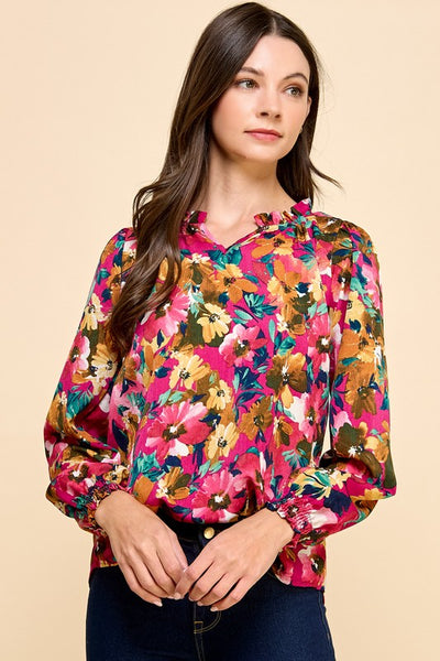 Magenta Floral Print Top