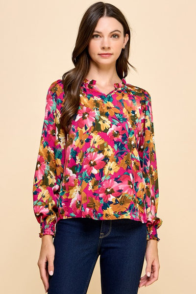 Magenta Floral Print Top