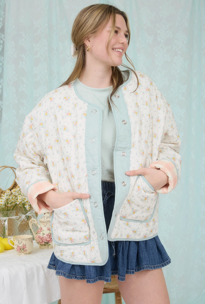 Floral/Plaid Quilted Jacket