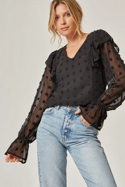 Swiss Dot Top - Black