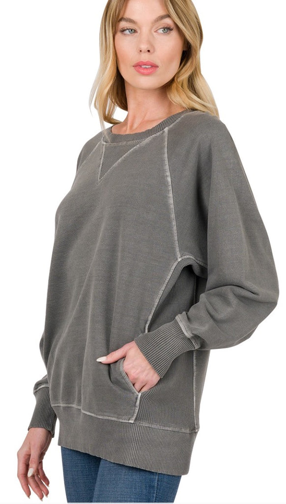 Charcoal Sweatshirt with Pockets